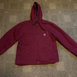 Women’s Size Large Carhartt Cranberry/Ruby Red Color Jacket - Sherpa Lined